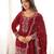 Roman silk embroidery sequins work maroon readymade salwar suit