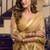 Cream kolkata cotton saree with litchi work & fancy tassels