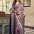Mauve kolkata cotton saree with litchi work & fancy tassels