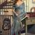 Cadet blue kolkata cotton saree with litchi work & fancy tassels