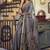 Gray kolkata cotton saree with litchi work & fancy tassels