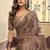Brown kolkata cotton saree with litchi work & fancy tassels