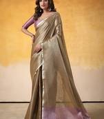 Chiku tissue silk with beautiful tussle on pallu casual wear saree