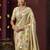 Cream silk blend embroidered silk blend Saree with blouse 