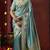Sky blue silk blend embroidered silk blend Saree with blouse 