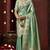 Green silk blend embroidered silk blend Saree with blouse 