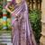 Lavender silk blend embroidered party wear Saree with blouse 