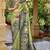 Pista green silk blend embroidered party wear Saree with blouse 