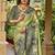 Pista green silk blend embroidered party wear Saree with blouse 
