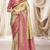 Cream magenta silk blend embroidered kanchipuram silk blend Saree with blouse 