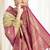 Cream magenta silk blend embroidered kanchipuram silk blend Saree with blouse 