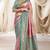 Pink blue silk blend embroidered kanchipuram silk blend Saree with blouse 