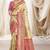Cream pink silk blend embroidered kanchipuram silk blend Saree with blouse 