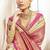 Cream pink silk blend embroidered kanchipuram silk blend Saree with blouse 