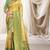 Gold green silk blend embroidered kanchipuram silk blend Saree with blouse 