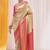 Cream pink silk blend embroidered kanchipuram silk blend Saree with blouse 