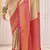 Cream pink silk blend embroidered kanchipuram silk blend Saree with blouse 