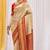 Cream red silk blend embroidered kanchipuram silk blend Saree with blouse 