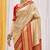 Cream red silk blend embroidered kanchipuram silk blend Saree with blouse 