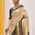 Cream black silk blend embroidered kanchipuram silk blend Saree with blouse 