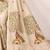 Cream green linen printed linen saree