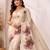 Cream pink linen printed linen saree