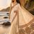 Cream linen printed linen saree