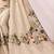 Cream linen printed linen saree