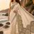 Cream grey linen printed linen saree