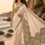 Cream grey linen printed linen saree