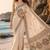 Cream linen printed linen saree