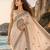 Cream linen printed linen saree