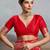 Red colour silk blend saree with silver zari weaving border