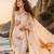 Cream linen printed linen saree