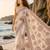 Cream mauve linen printed linen saree