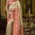 Cream red silk blend embroidered traditional Saree with blouse 