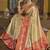 Cream red silk blend embroidered traditional Saree with blouse 