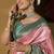Pink green silk blend embroidered traditional Saree with blouse 