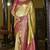 Gold pink silk blend embroidered traditional Saree with blouse 