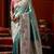 Sky blue pink silk blend embroidered heavy work Saree with blouse 