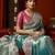 Sky blue pink silk blend embroidered heavy work Saree with blouse 