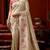 Cream pink silk blend embroidered heavy work Saree with blouse 
