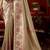 Cream pink silk blend embroidered heavy work Saree with blouse 