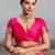 Rani pink colour silk blend saree with silver zari weaving border