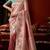 Pink blue silk blend embroidered heavy work Saree with blouse 