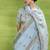 Sky blue linen beautiful tussle on pallu casual wear saree