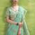 Turquoise  linen beautiful tussle on pallu casual wear saree