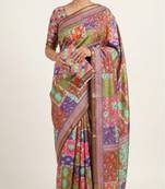 Multicolor mall cotton digital print saree with unstitched blouse piece