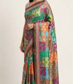 Multicolor mall cotton digital print saree with unstitched blouse piece
