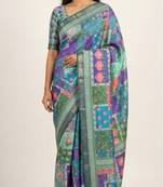 Multicolor mall cotton digital print saree with unstitched blouse piece